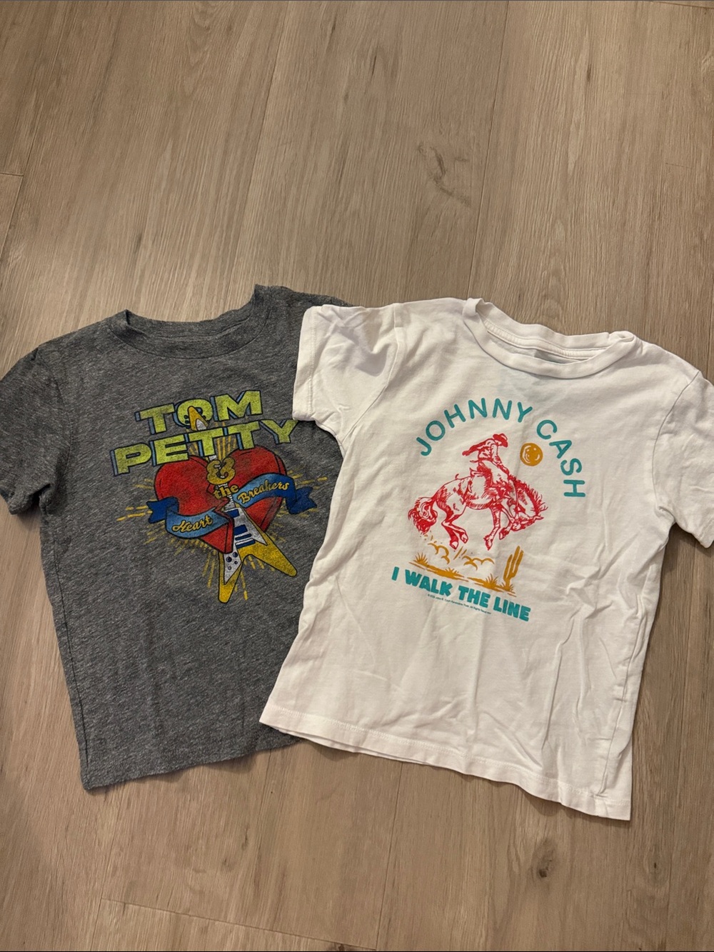 Kids Graphic Tees - Tom Petty and Johnny Cash. Set of 2